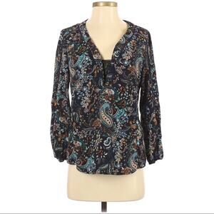 Ezra 3/4 Sleeve Paisley Print Blouse S Blue